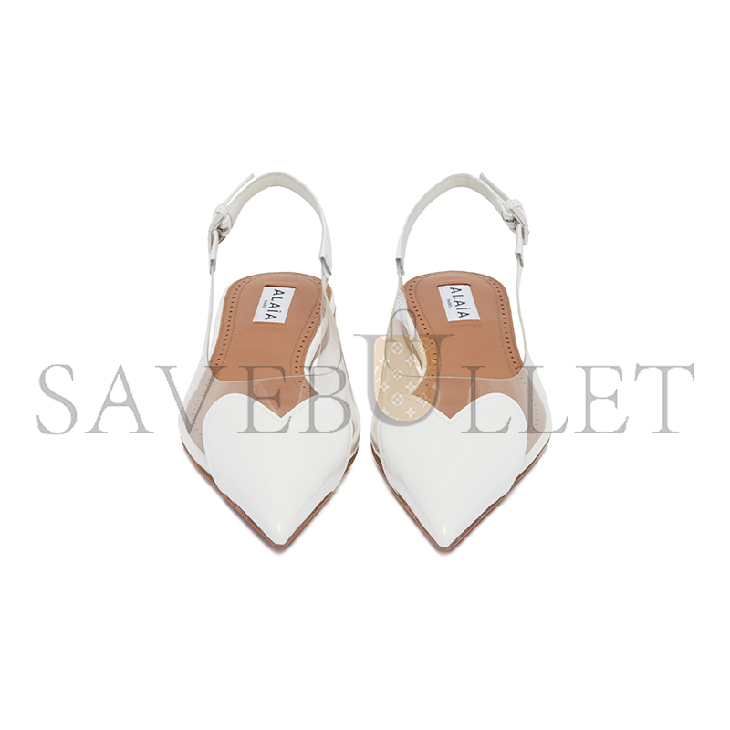 ALAÏA WHITE SLINGBACK FLAT LE COEUR 